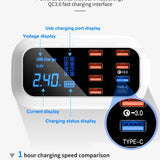 8 Ports Fast Charge 3.0 Led Display USB