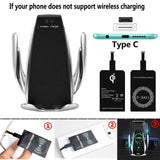 Automatic Clamping Fast Charging Phone Holder Mount in Car for iPhone XR Huawei Samsung Smart Phone 10W Wireless Car Charger