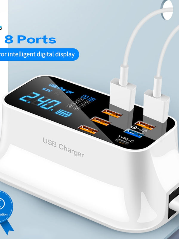 8 Ports Fast Charge 3.0 Led Display USB